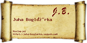 Juha Boglárka névjegykártya